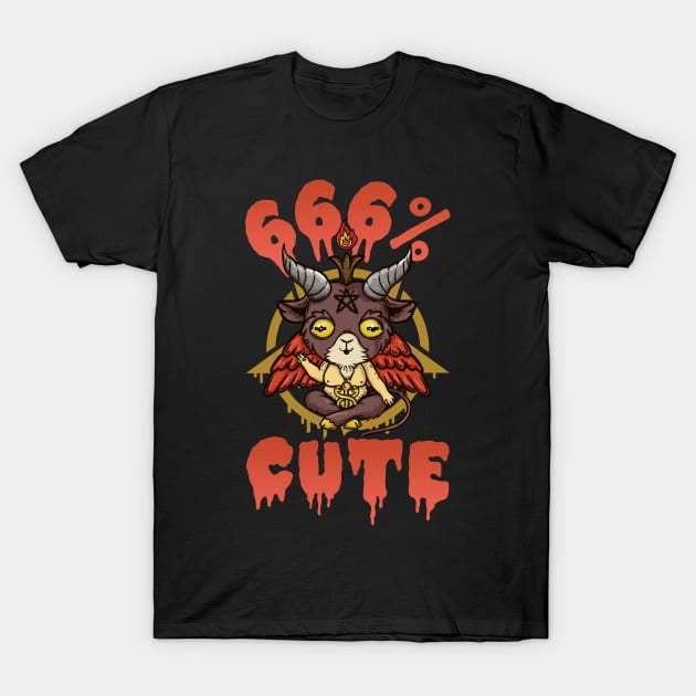 666% Cute - Satanic Chibi Anime Goat Head Baphomet T-Shirt by biNutz
